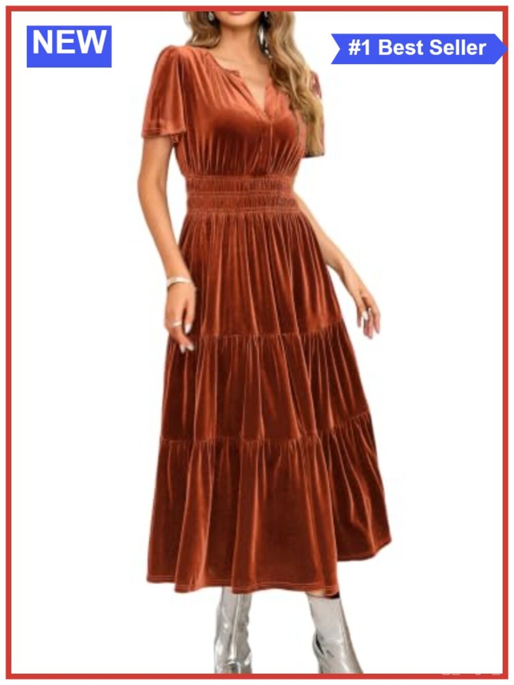 R.Vivimos Velvet Maxi Dress Short Sleeve V-Neck Wedding Guest